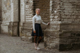 Donkerblauw klokkend bouclé rokje