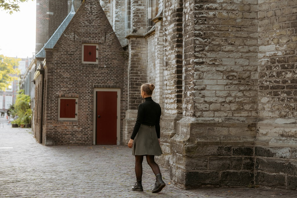 Groen klokkend bouclé rokje