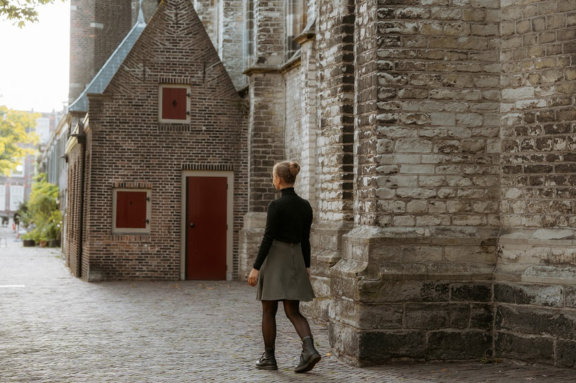 Groen klokkend bouclé rokje