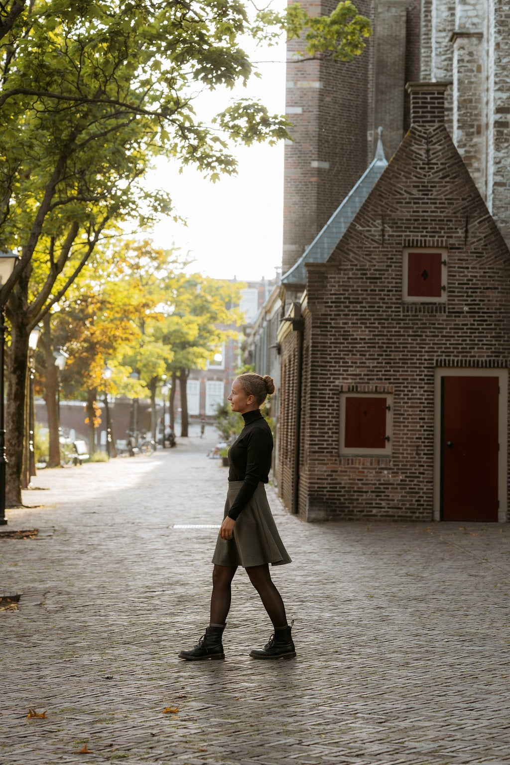 Groen klokkend bouclé rokje