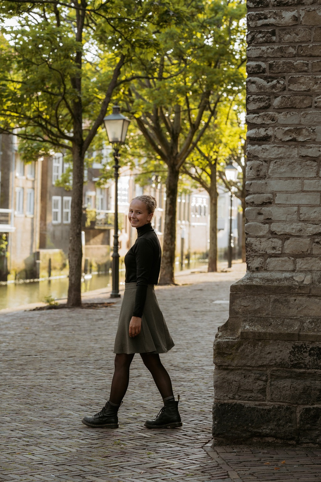 Groen klokkend bouclé rokje