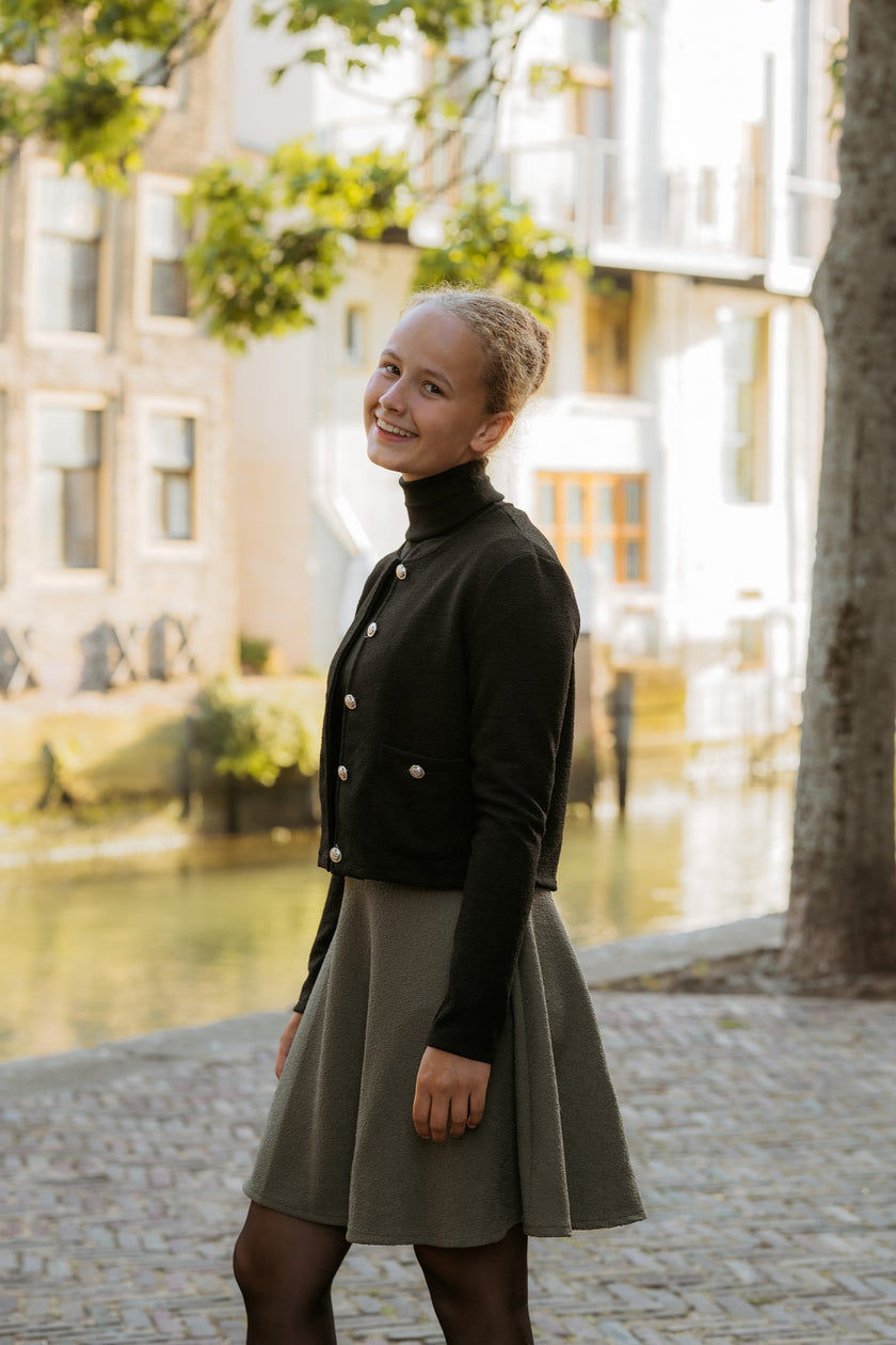 Groen klokkend bouclé rokje