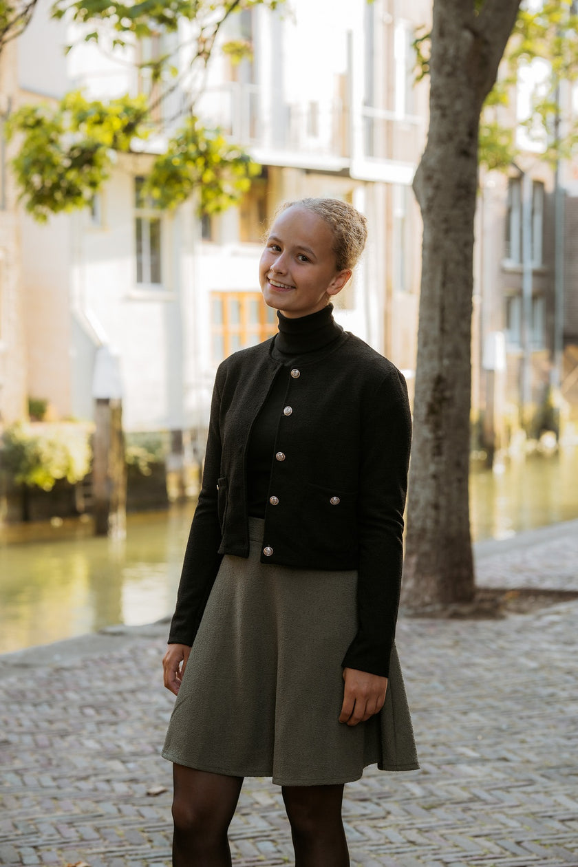 Groen klokkend bouclé rokje