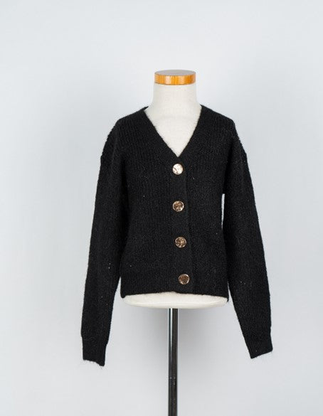 Zwart vest met goudkleurige knopen