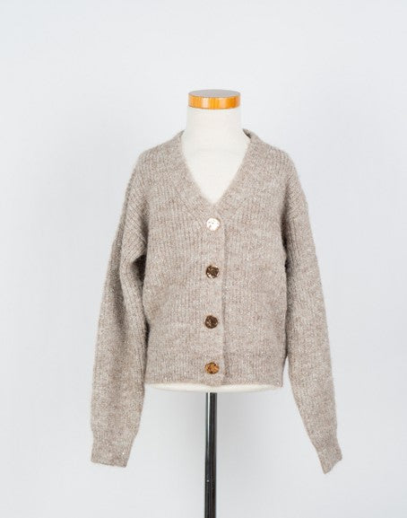 Taupe vest met goudkleurige knopen