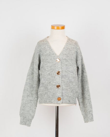 Grijs vest met goudkleurige knopen