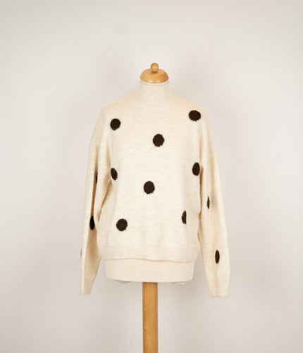 Zandkleur trui met stippen