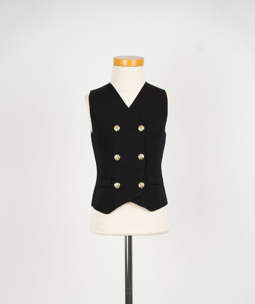 Zwart gebreid gilet