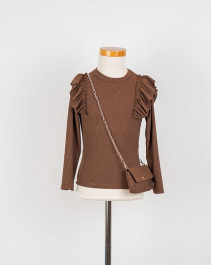 Bruine longsleeve met tasje