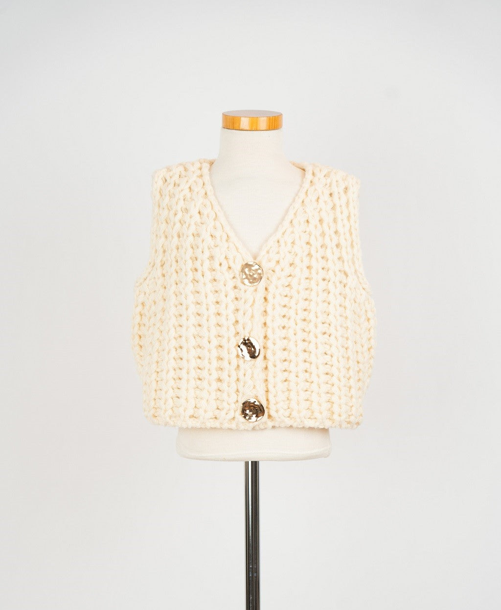 Beige gebreid gilet