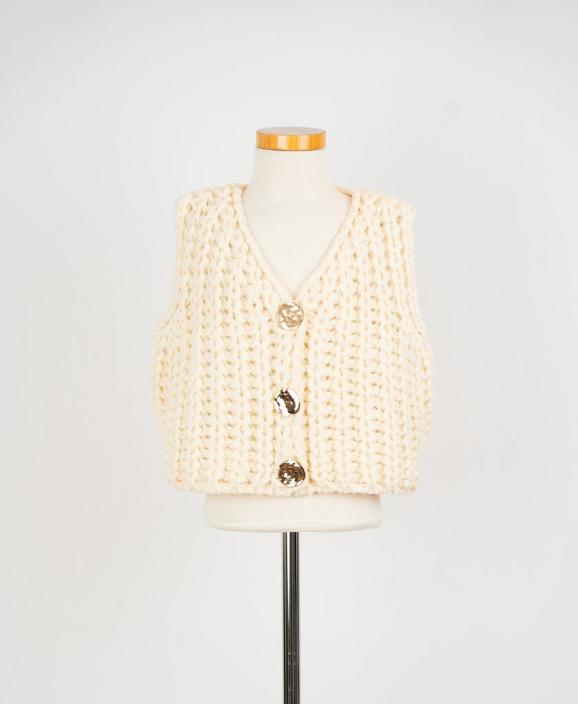 Beige gebreid gilet
