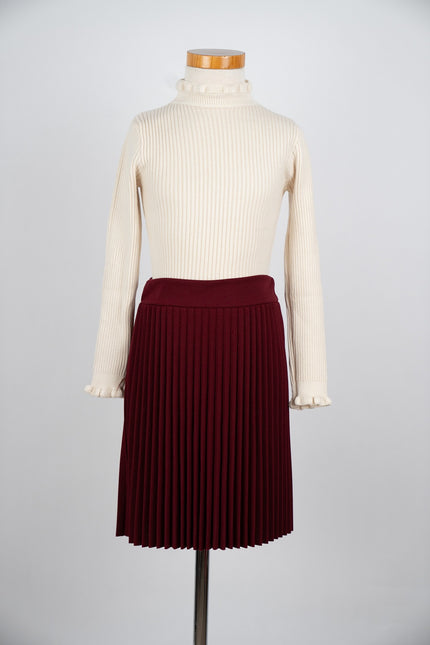 Bordeaux plissé rokje