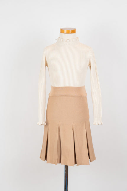 Camel gebreid plooirokje