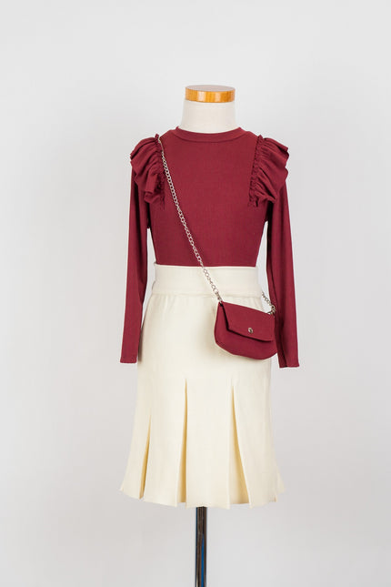 Zand gebreid plooirokje