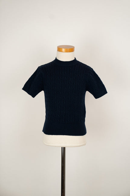 Donkerblauw kabeltruitje