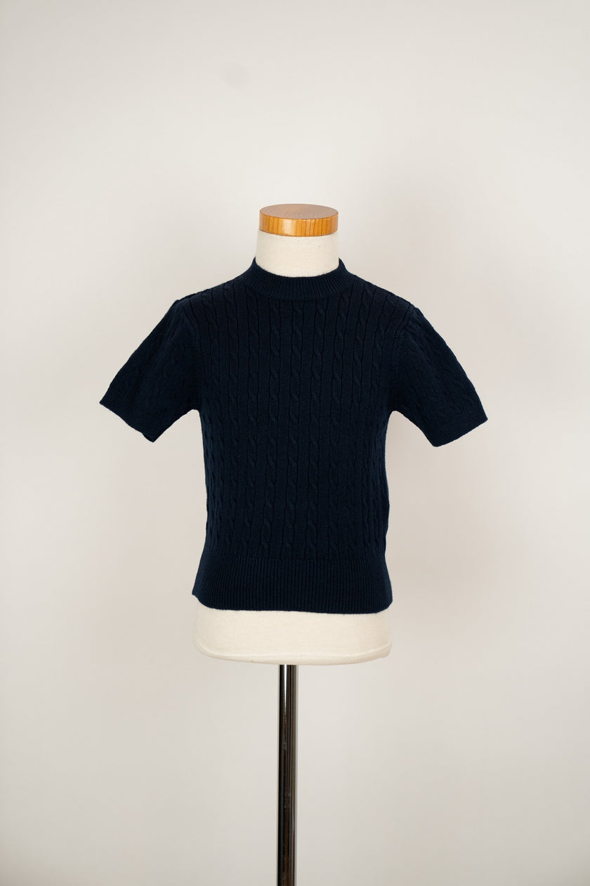 Donkerblauw kabeltruitje