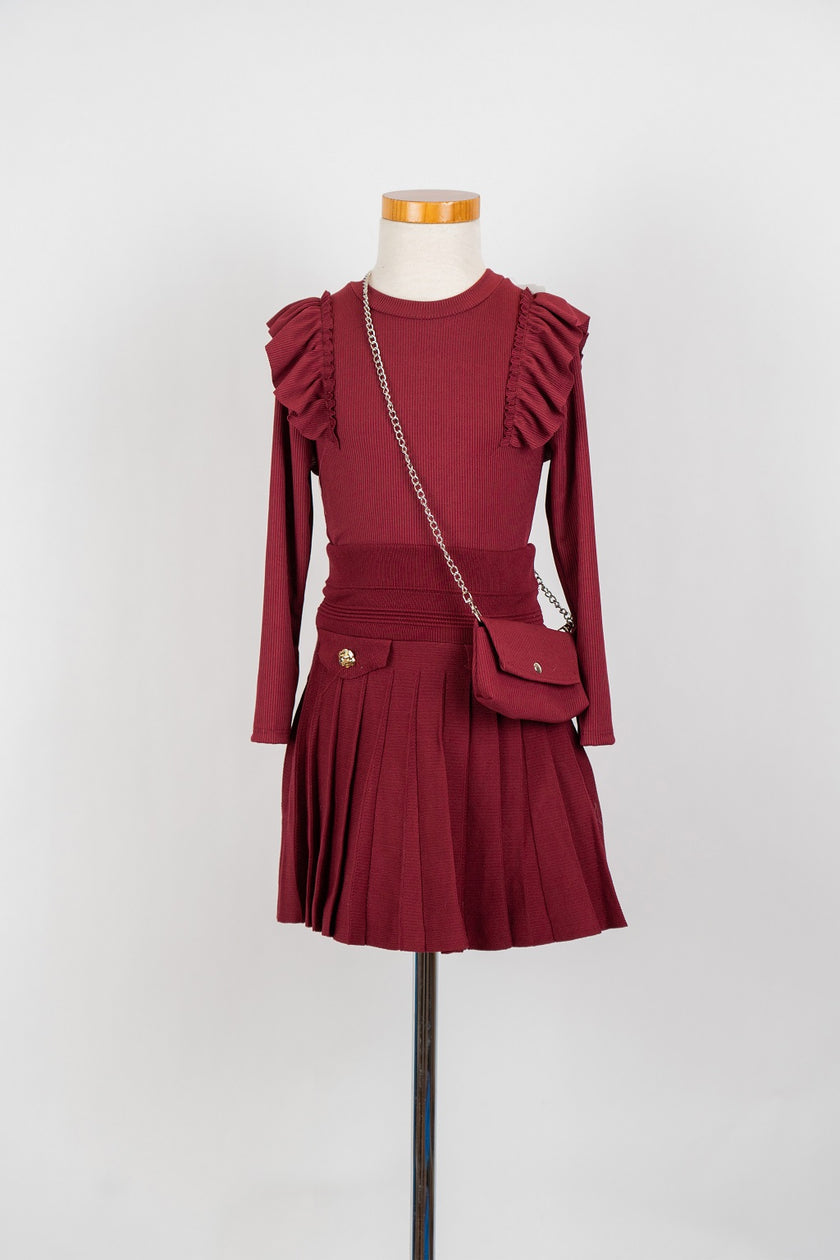 Bordeaux longsleeve met tasje