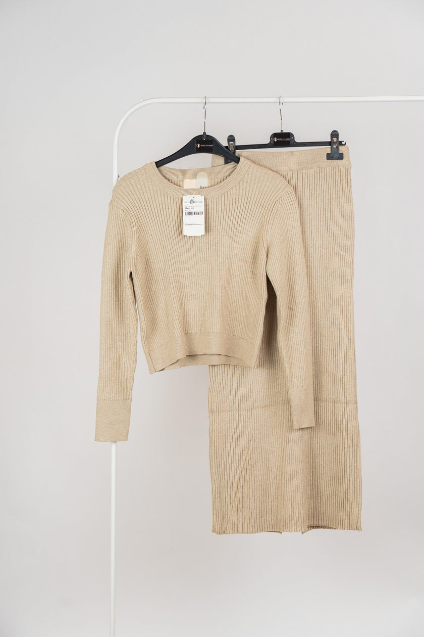 Taupe gebreide rok