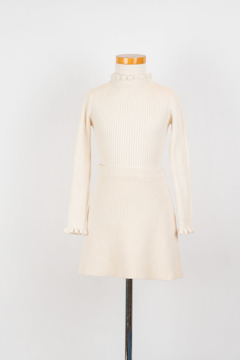 Zandkleur gebreid rokje