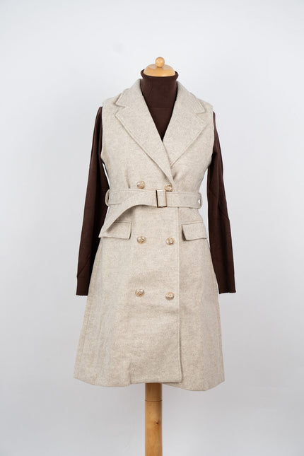 Zandkleur mouwloze blazerdress