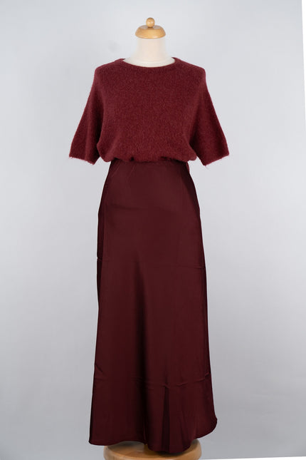 Bordeaux silk-look rok