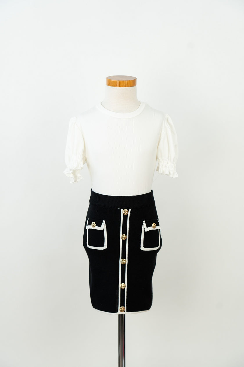 Zwart rokje met offwhite accenten