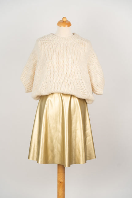 Goudkleurige klokkende lederlook rok