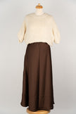 Donkerbruine silk-look rok
