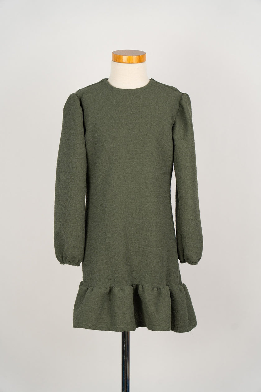 Groen bouclé jurkje