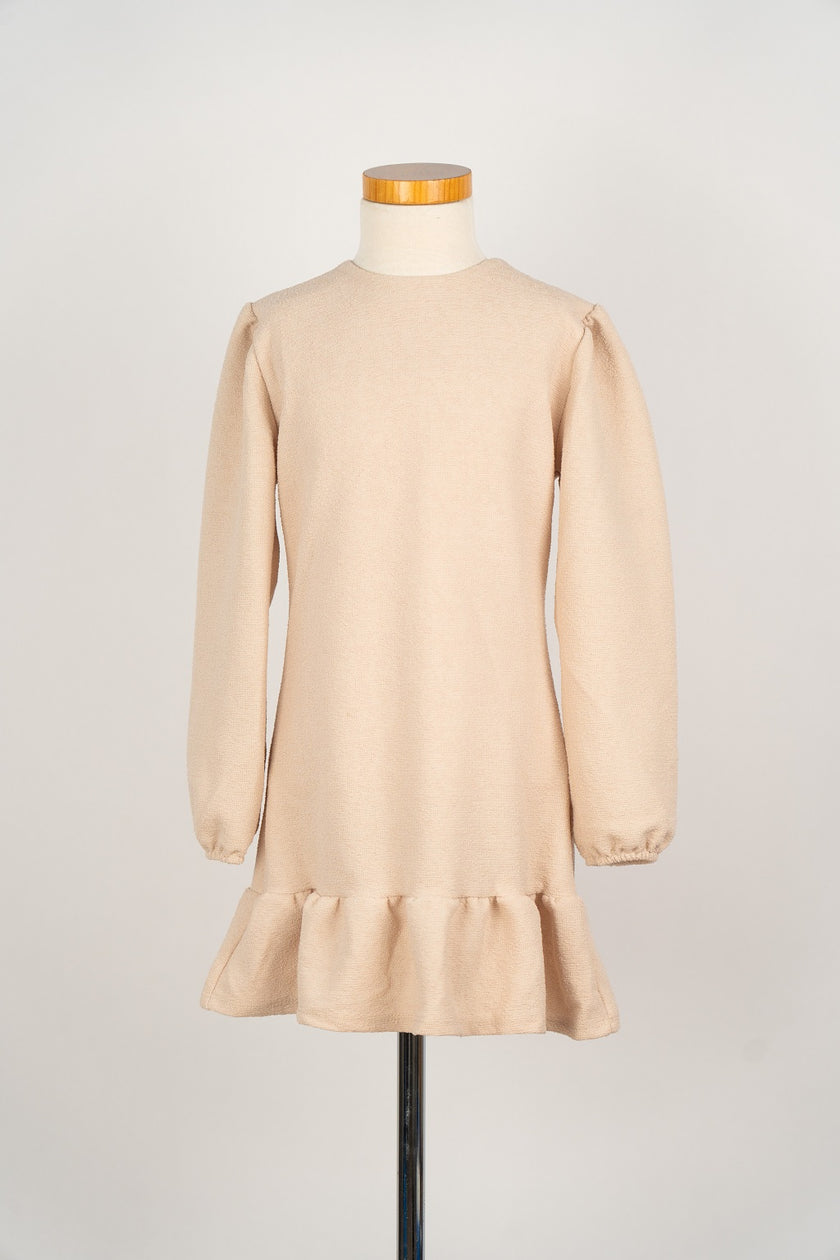 Beige bouclé jurkje