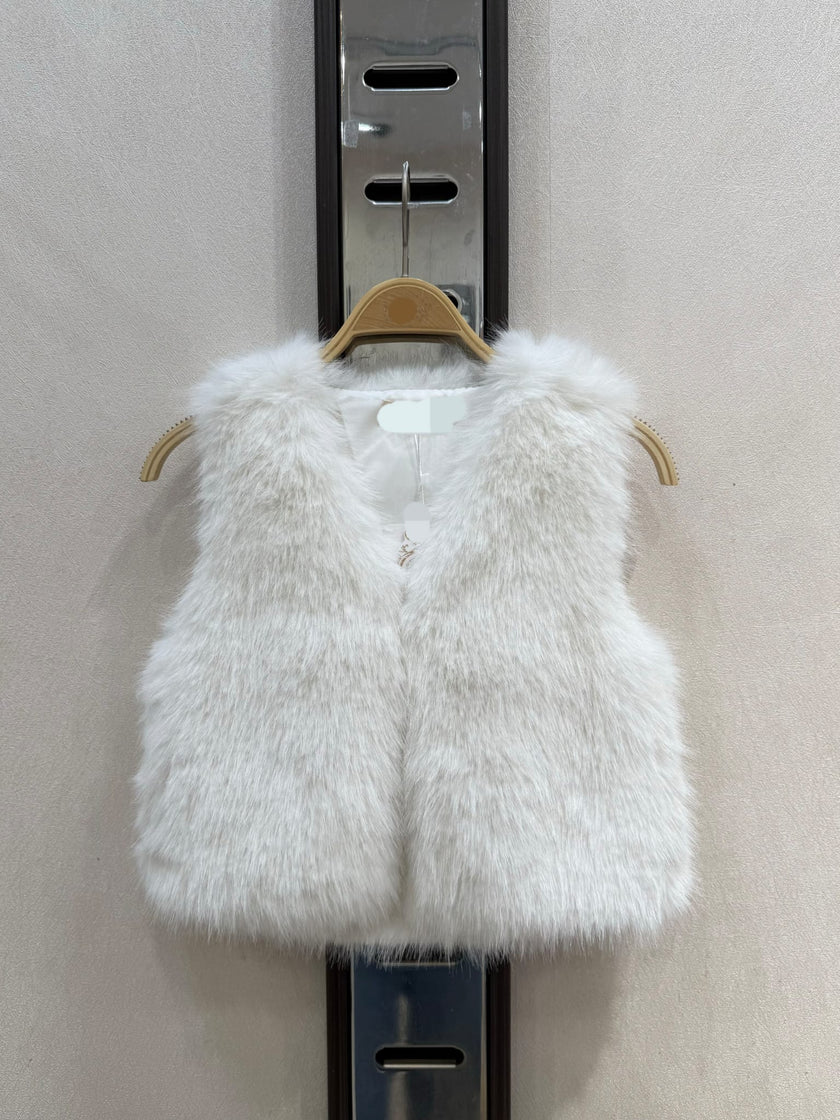 Offwhite bont gilet