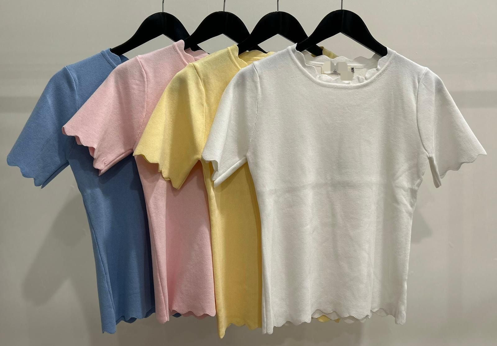 Geel truitje met schulpdetails