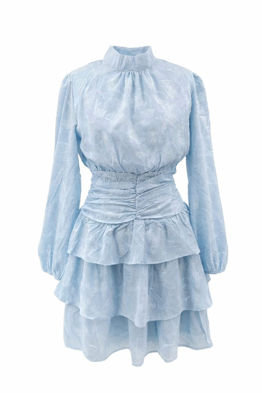 Lichtblauwe strokenjurk