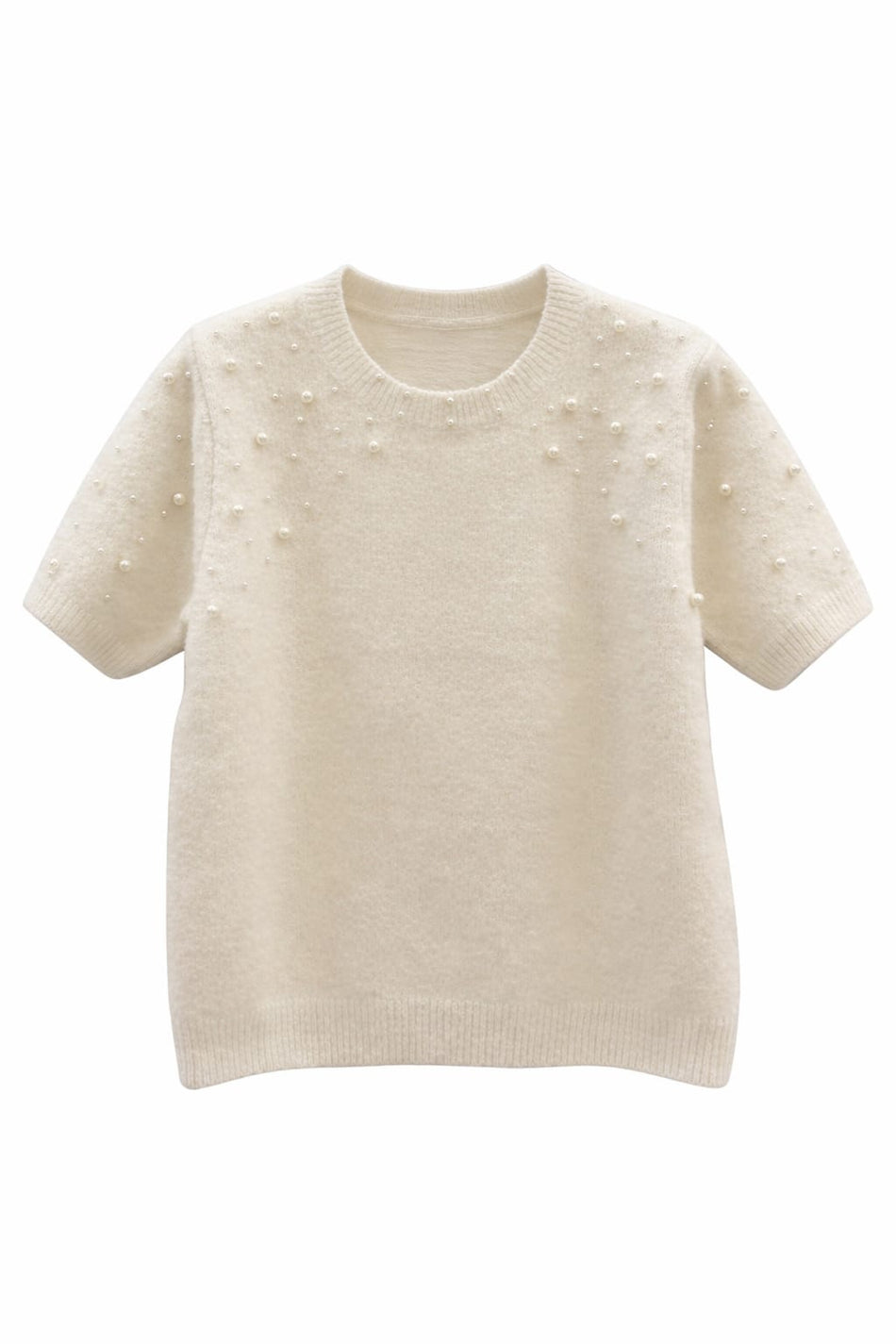 Beige truitje met pareltjes