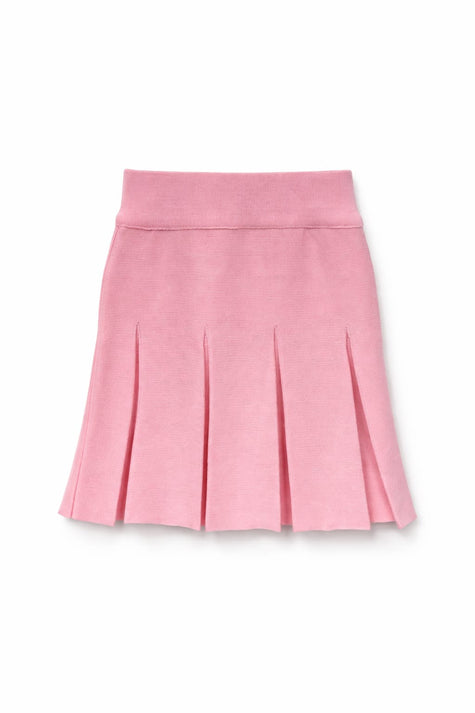 Roze gebreid plooirokje