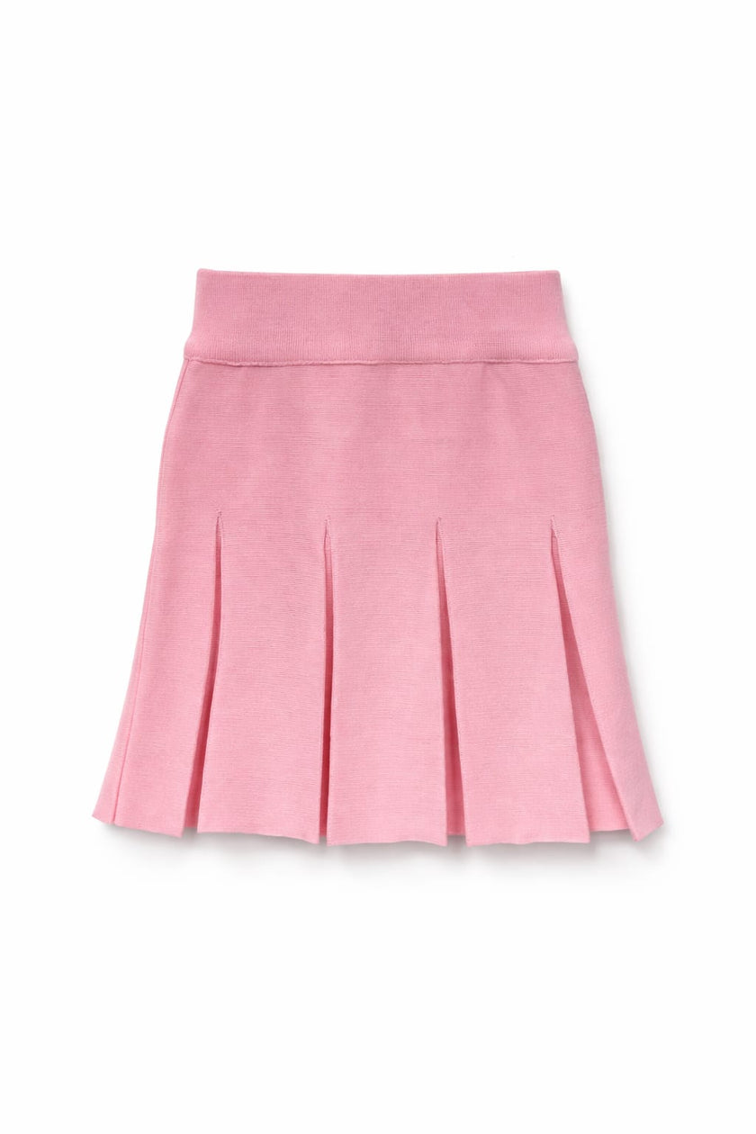 Roze gebreid plooirokje