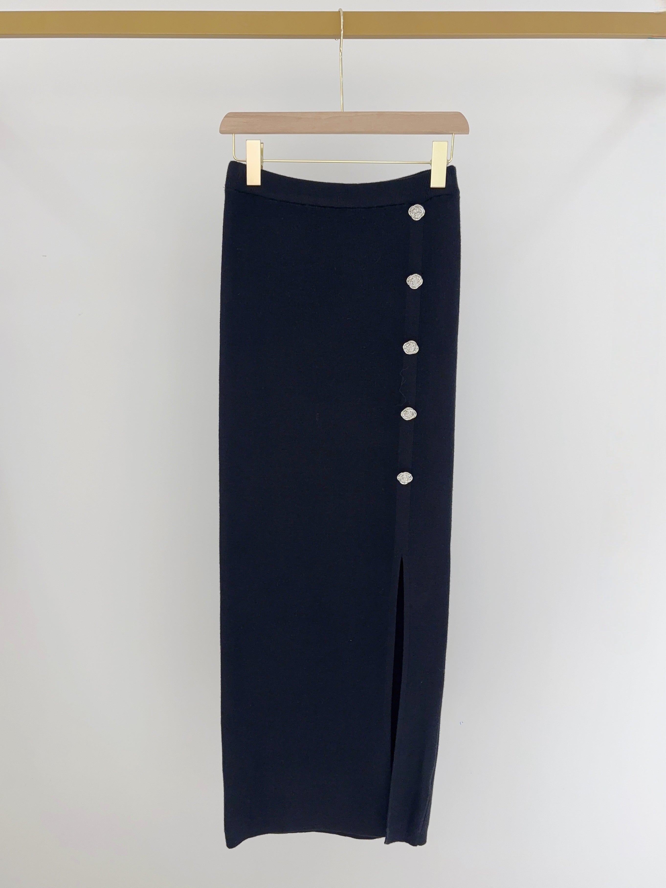 Zwarte lange gebreide rok