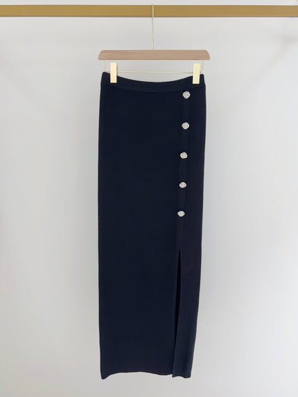 Zwarte lange gebreide rok