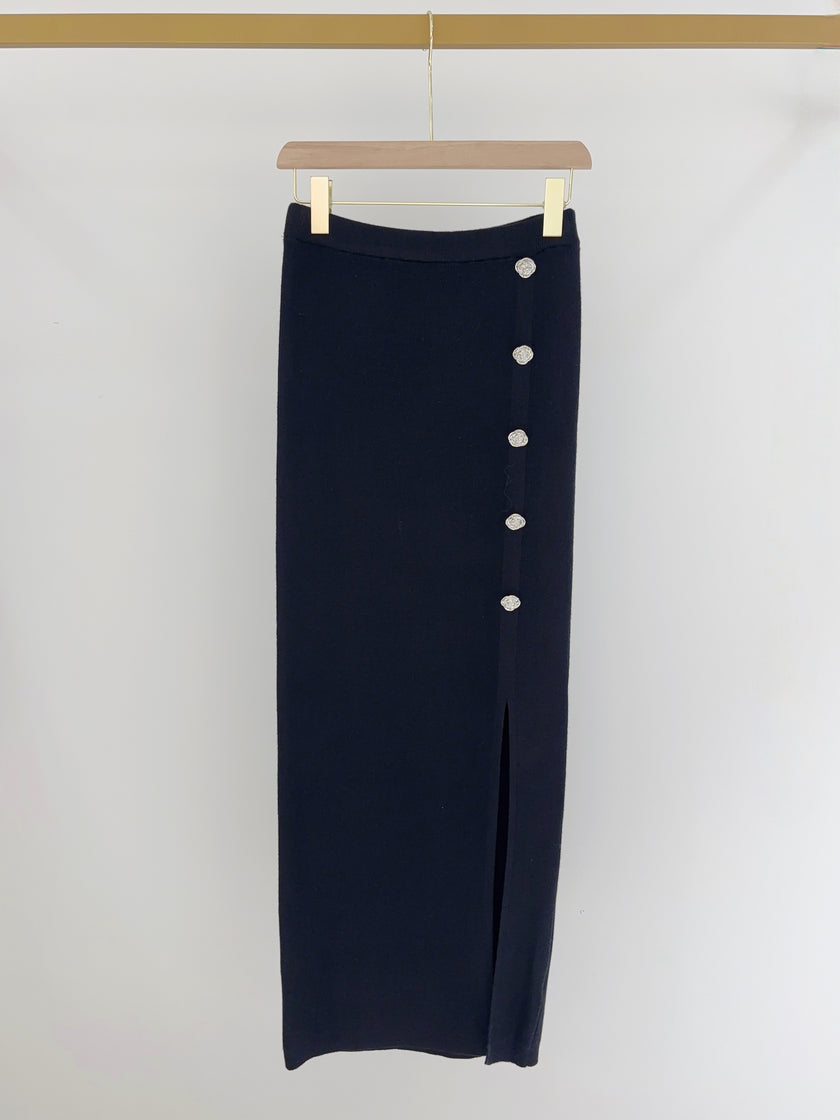 Zwarte lange gebreide rok