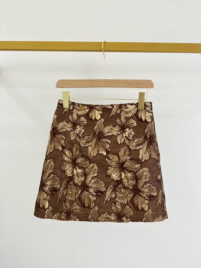 Bruin jacquard rokje