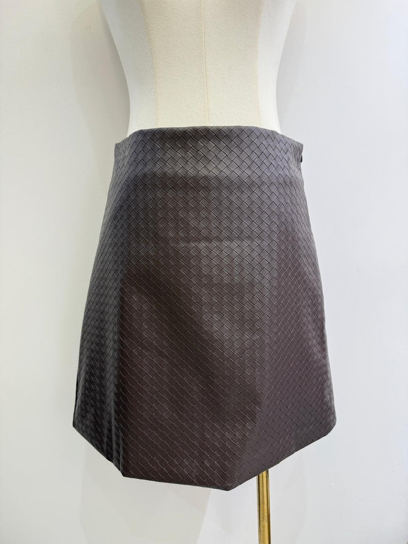 Donkerbruin lederlook rokje