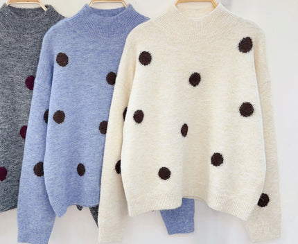 Zandkleur trui met stippen