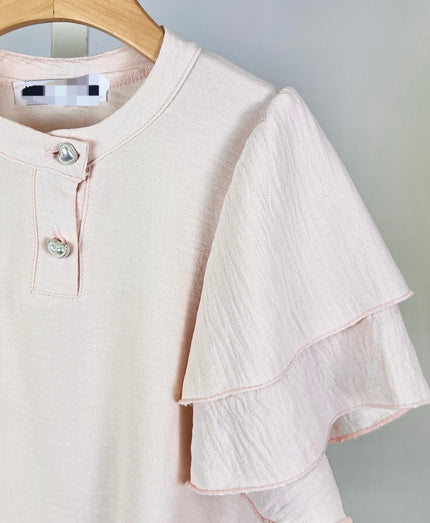 Zachtroze bloesje met leuk mouwtje