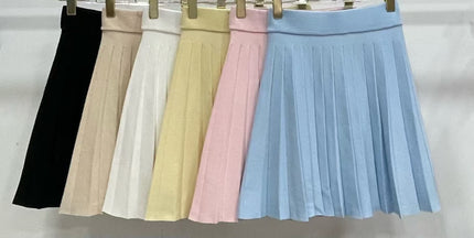 Geel klokkend rokje met plooien