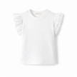 Offwhite shirtje met broderie mouwtje