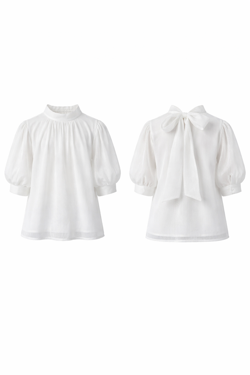 Wit bloesje met strik