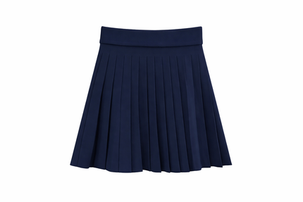 Donkerblauw klokkend rokje met plooien