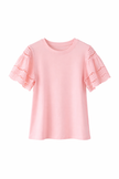 Roze shirt met broderie mouwtje