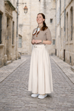 Beige lange rok met riempje