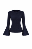 Donkerblauw truitje met klokkende mouw